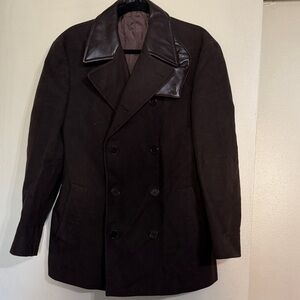 Vintage Helmut Lang leather/suede double breast coat